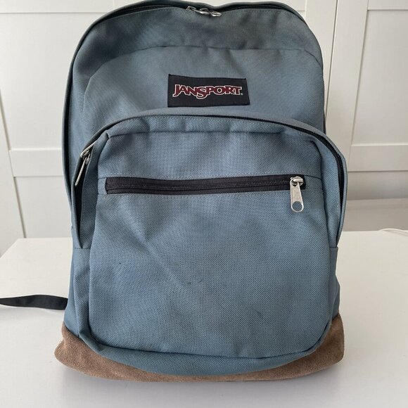 Jansport Right Pack Originals Backpack Nylon Green Suede Leather Bottom JS00TYP7 - Picture 2 of 12
